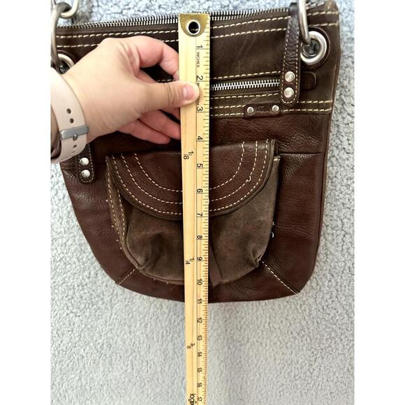 Fossil Crossbody Bag Women Brown Leather Suede Boho Utility Y2K Indie Hippie - Picture 13 of 14